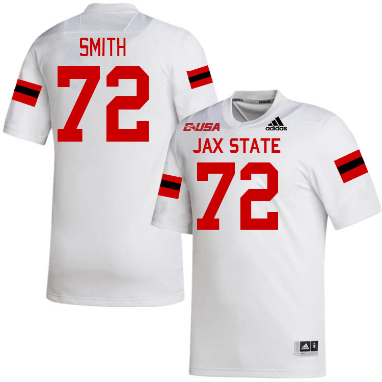 #72 Nate Smith Jacksonville State Gamecocks College Football Jerseys Stitched-White